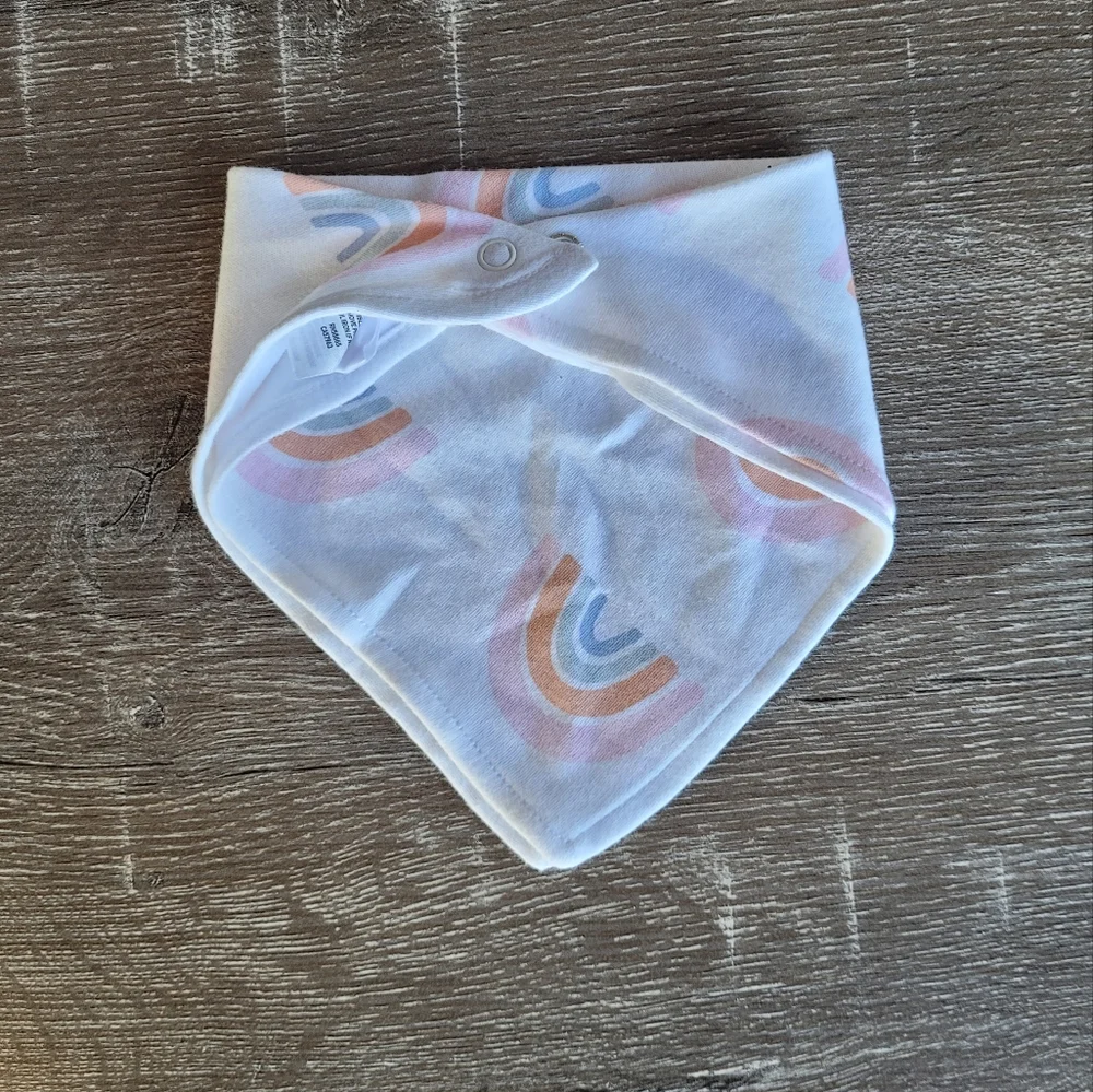 Nordstrom 2 Piece Bandana Cotton Bib Rainbow & Solid